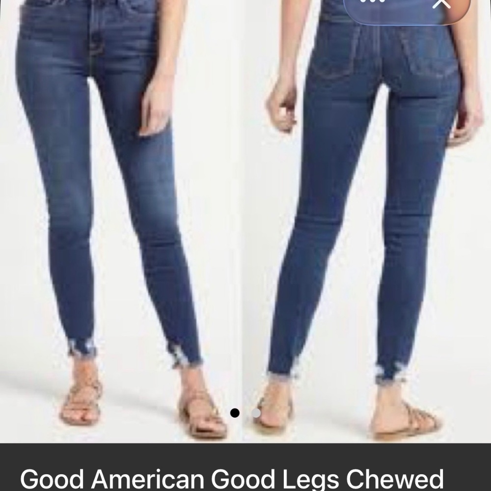 Good American raw hem skinny fray jeans